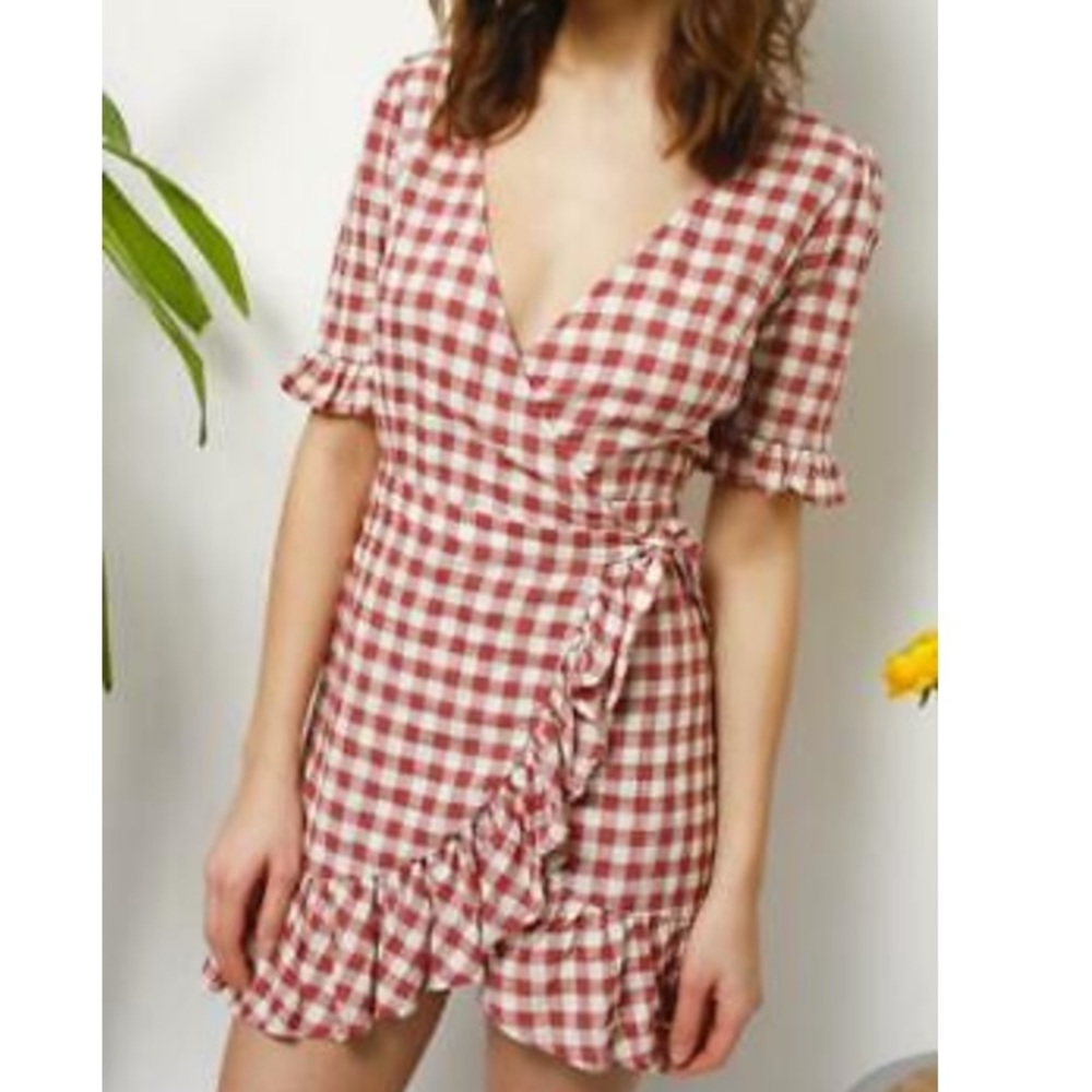 NWOT Capulet Red Gingham Wrap Dress